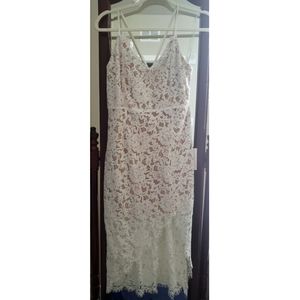 White Strappy Lace Midi Dress